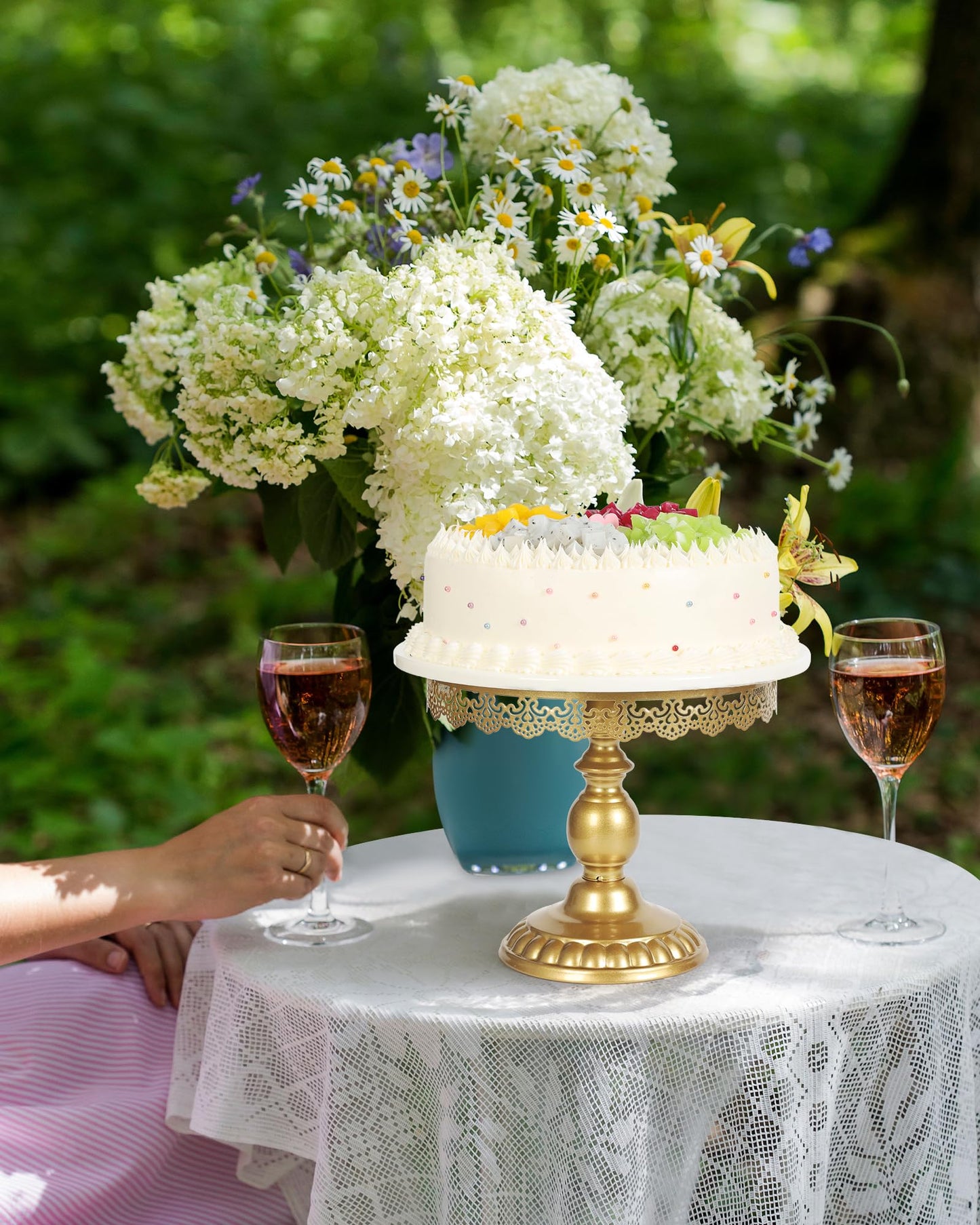 ZUMELER Gold 5Pcs Cake Stands Set Metal Round Cupcake Holder Cookies Dessert Display Plate Serving Tower Tray Platter with Handl for Baby Shower Wedding Birthday Party Celebration
