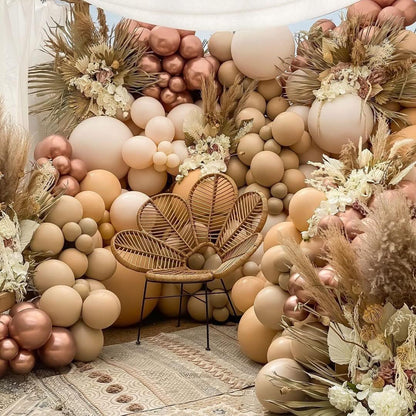 Dusty Pink Balloon Arch Kit Double Stuffed Blush Rose Nude Brown Balloon Garland 112pcs Matte Pastel Neutral Balloons for Boho Bridal Shower Baby Shower Birthday Theme Party Decoration