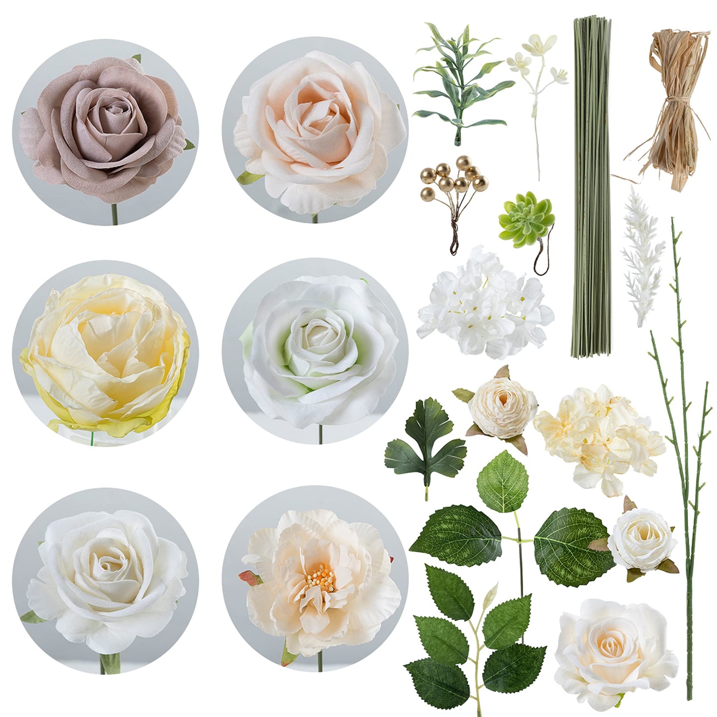 Artificial Flowers Combo for DIY Wedding Bouquets Combo Centerpieces Arrangements Party Bridal Baby Shower Home Decorations-Blush Pink
