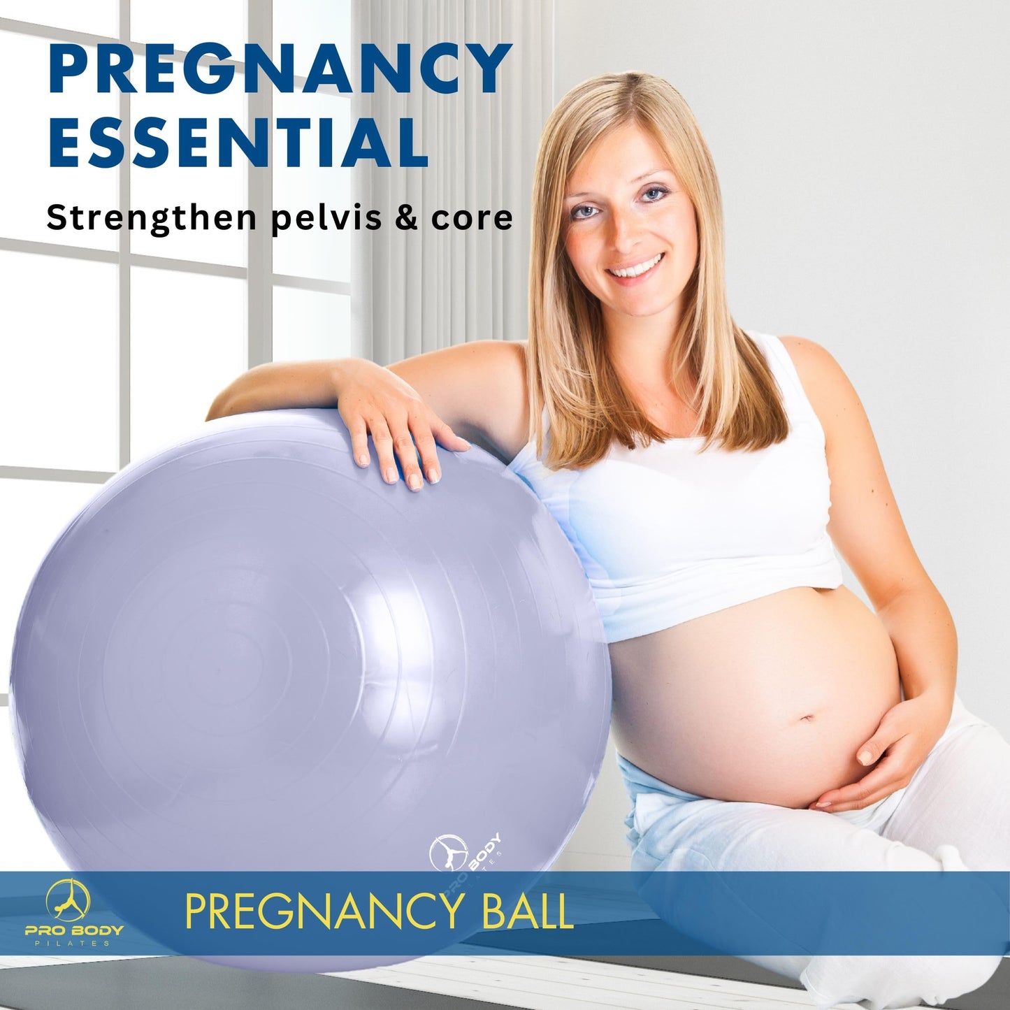 ProBody Pilates Pregnancy Ball - Yoga Ball for Pregnancy with Book, Prenatal, Labor & Postnatal Maternity Exercise