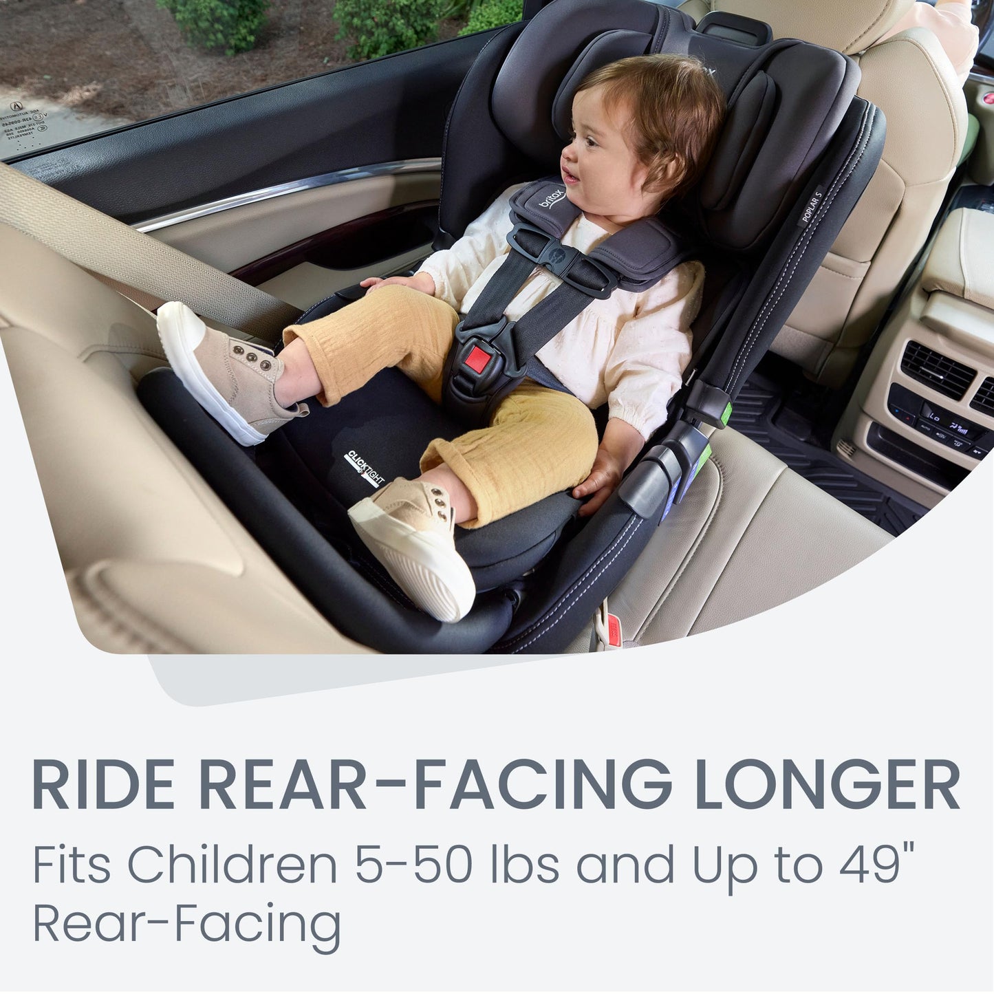 Britax Poplar S Convertible Car Seat, 2-in-1 Car Seat with Slim 17-Inch Design, ClickTight Technology, Arctic Onyx