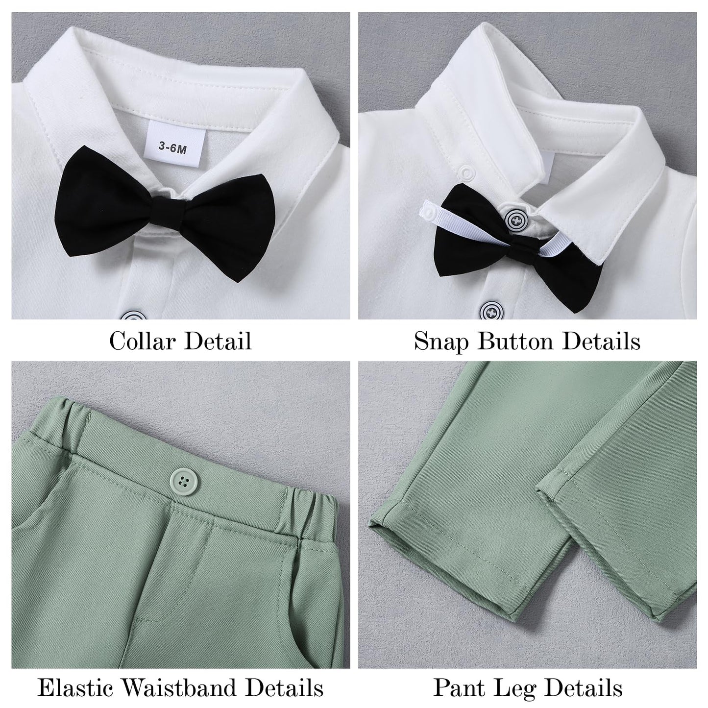 DISAUR Baby Boy Clothes Toddler Boy Outfits 4PCS Gentleman Dress Romper/Vest/Pants/Bow Tie Cotton Suit Sets
