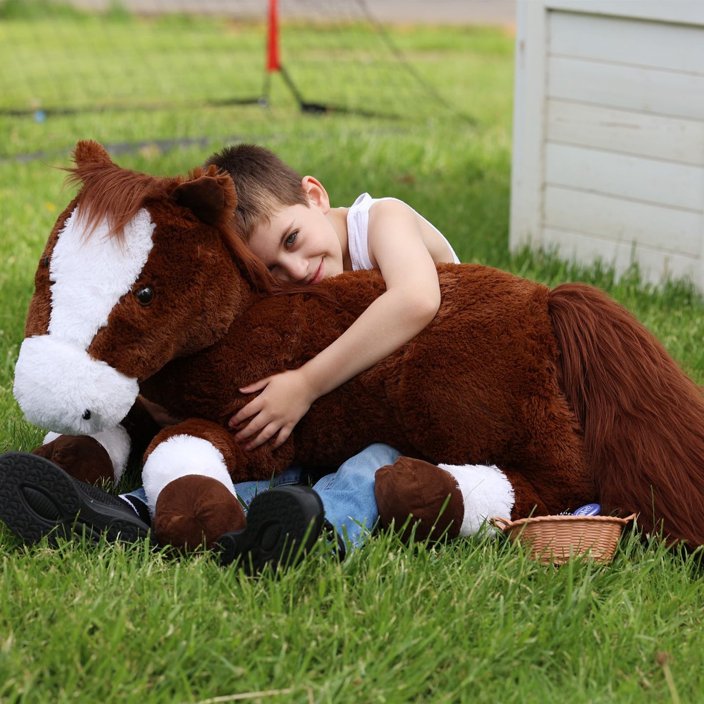 Tezituor 47 Inch Giant Horse Stuffed Animal, 4ft Realistic Chocolate Stuffed Horse Plush Toy, Hugging Soft Horse Pony Plush Pillow for Boys Girls,