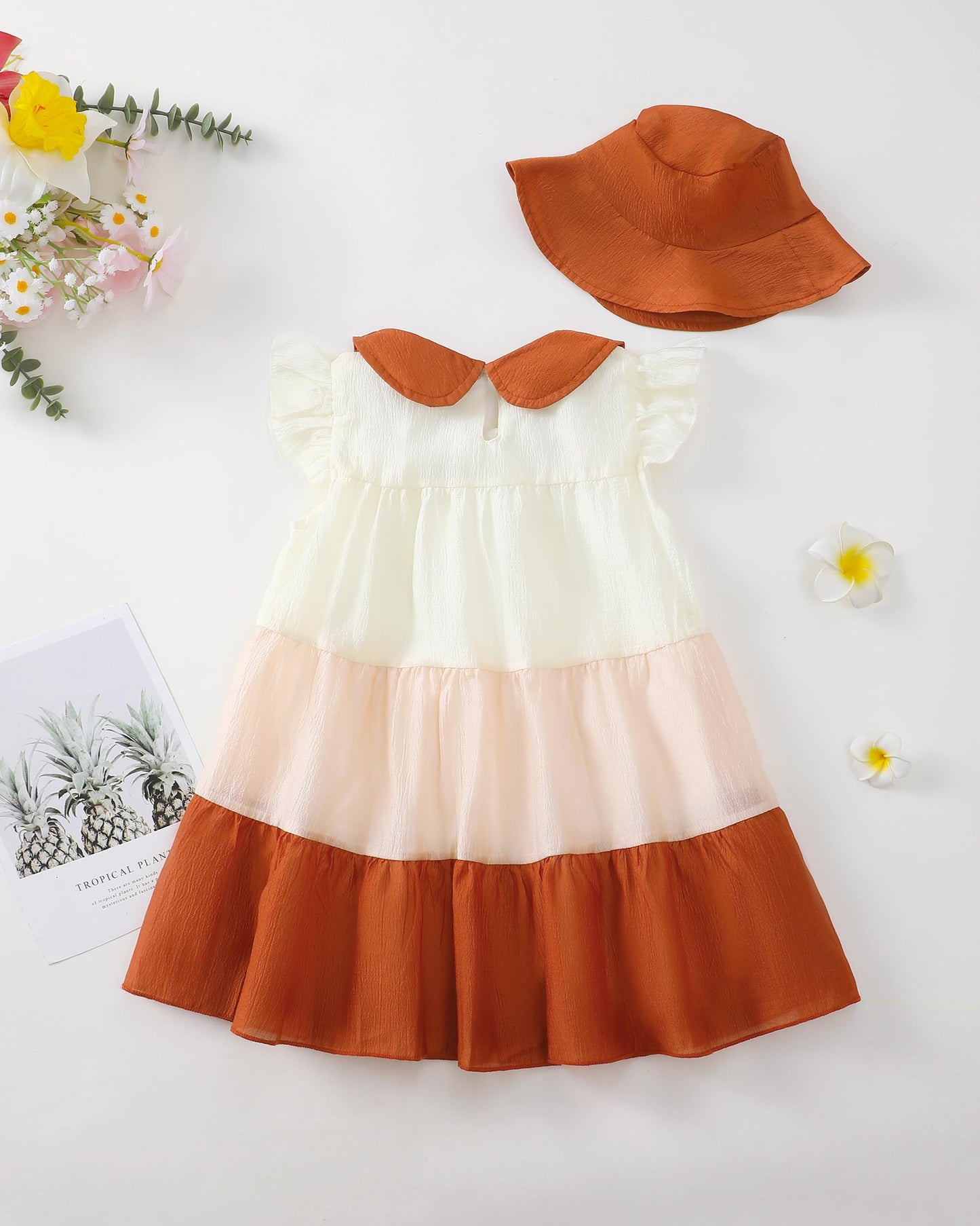 Renotemy Infant Baby Girl Dresses Toddler Girl Clothes Summer Cotton Linen Boho Smocked Sundress Gift for Girls with Hat