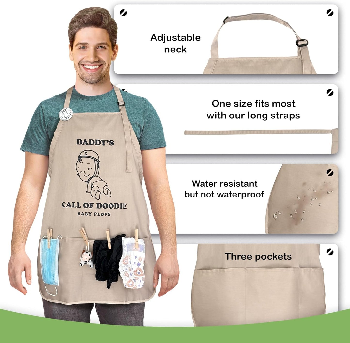 MUNIFICENCE Daddys Call Of Doodie Beige Apron Great Gift for New Dad to be