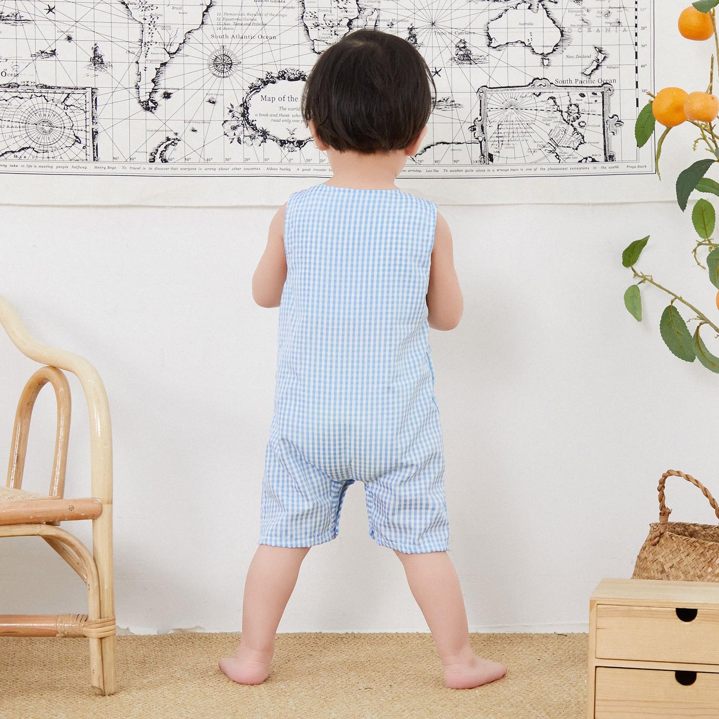 Baby Boy Summer Clothes Sleeveless Embroidery Dinosaur Striped Retro Romper Jumpsuit Smocked Shortall
