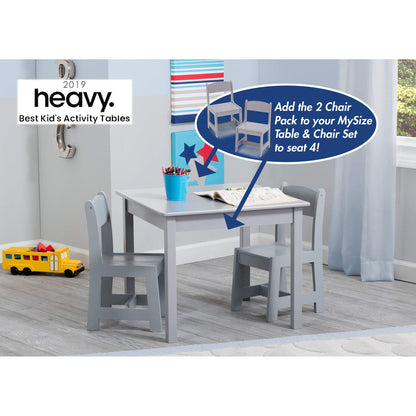 Delta Children MySize Kids Wood Table and Chair Set (2 Chairs Included) - Ideal for Arts & Crafts, Snack Time, & More - Greenguard Gold Certified, Bianca White, 3 Piece Set
