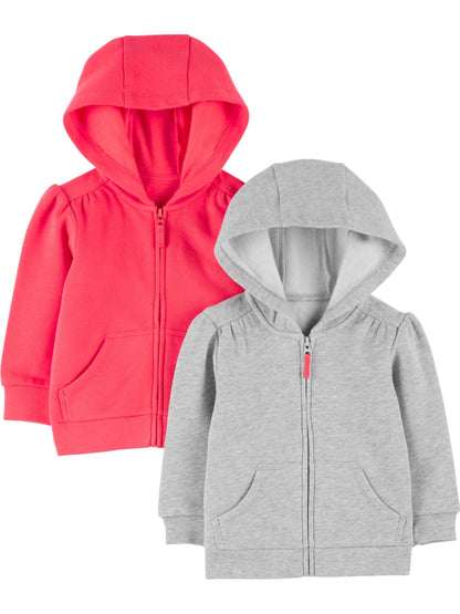 Simple Joys by Carter's Girls' 2-Pack Fleece Full Zip Hoodies