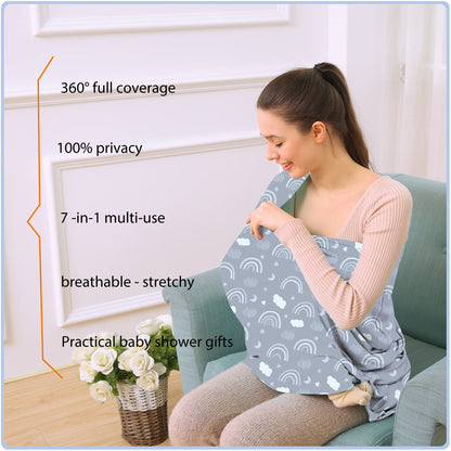 Car Seat Covers Canopy Cover - Multi-use Cover Carseat Canopy, Breathable Breastfeeding Cover, Car Seat Covers for Bbies, Boys & Girls Shower Gifts (Dark Blue Dinosaur)
