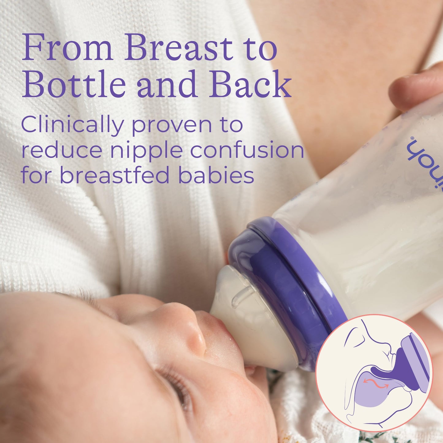 Lansinoh Anti-Colic Baby Bottles for Breastfeeding Babies, 5 Ounces, 3 Count, Includes 3 Slow Flow Nipples, Size S