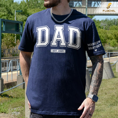 FLOCHIL Personalized Fathers Day Shirts with Kids Name, Custom Dad Shirts for Men, Gifts for Dad, Fathers Day, Christmas