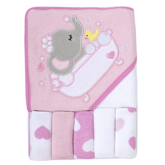 Baby Hooded Towel and Washcloth Set for Infants, Boys and Girls 6-12 Months (Mommy's Mermaid)