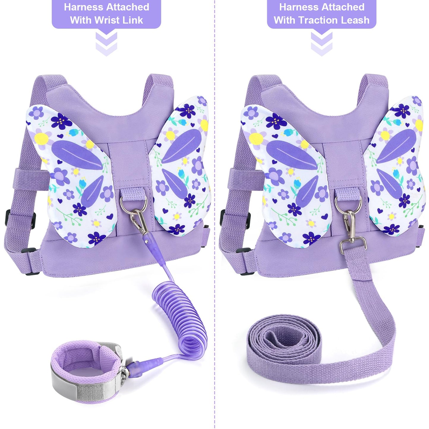Accmor 3 in 1 Toddler Harness Leashes + Anti Lost Wrist Link, Kids Harness Children Leash for Girls, Child Anti Lost Leash Baby Cute Harness Belt Strap Hold Kids Close While Walking