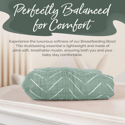 Itzy Ritzy Breastfeeding Boss Multi-Use Cover – A Nursing Cover, Swaddle, Car Seat Cover, Tummy Time Mat & Burp Cloth All in One – Made of Soft Muslin Fabric & Measures 47” x 47” (Taupe Stripe)