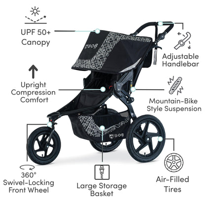 BOB Gear Revolution Flex 3.0 Jogging Stroller, Graphite Black