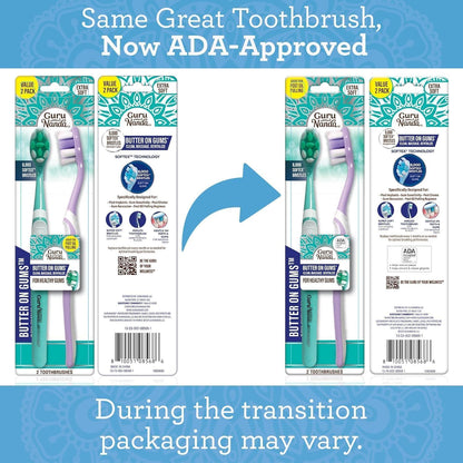 GuruNanda Butter On Gums Toothbrush, ADA Accepted, with 8000+ Ultra Soft Softex Bristles for Sensitive & Receding Gums, Perfect for Whiter Teeth, 8 Ct