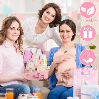11 Pcs Baby Shower Gifts Basket for Newborns Baby Boy Gender Neutral Baby Gift Set with Baby Blanket Rattle, Milestone Security Blanket Decision Coin & Towels Socks Essentials for Baby Boys Girls