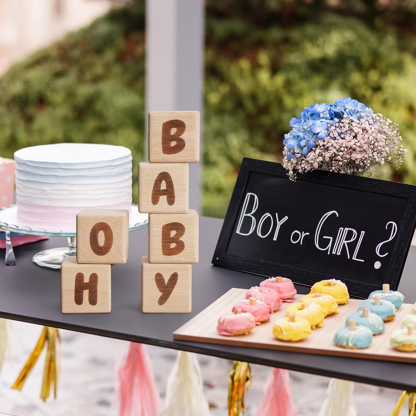 OH Baby Wooden Blocks for Baby Shower, Gender Reveal Table Decor & Guestbook Keepsake – Small 2.0" Blocks (Set of 6) – Perfect for Baby Shower Centerpieces & Nursery Decor