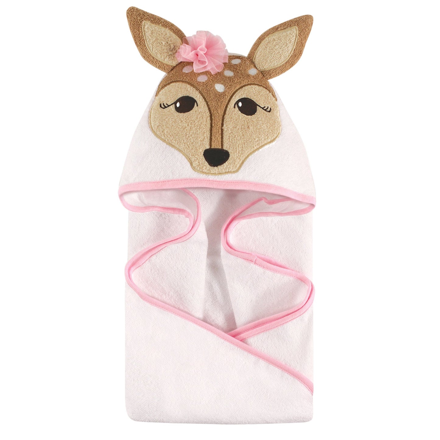 Hudson Baby Unisex Baby Cotton Animal Face Hooded Towel, Pretty Elephant, One Size