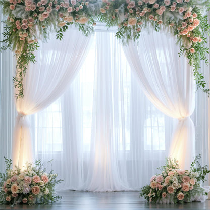 Champagne Tulle Backdrop Curtain for Parties Wedding 10ft×8ft Champagne Sheer Backdrop Curtains for Baby Shower Bridal Shower Reception Birthday Party Christmas Photoshoot Decorations 2 Panels