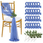 QueenDream Light Blue Sashes Chair Aisle Decorations: 24 Pack Baby Shower Chair Cover 8FT Long Tulle Draping Fabric Wedding Reception Church