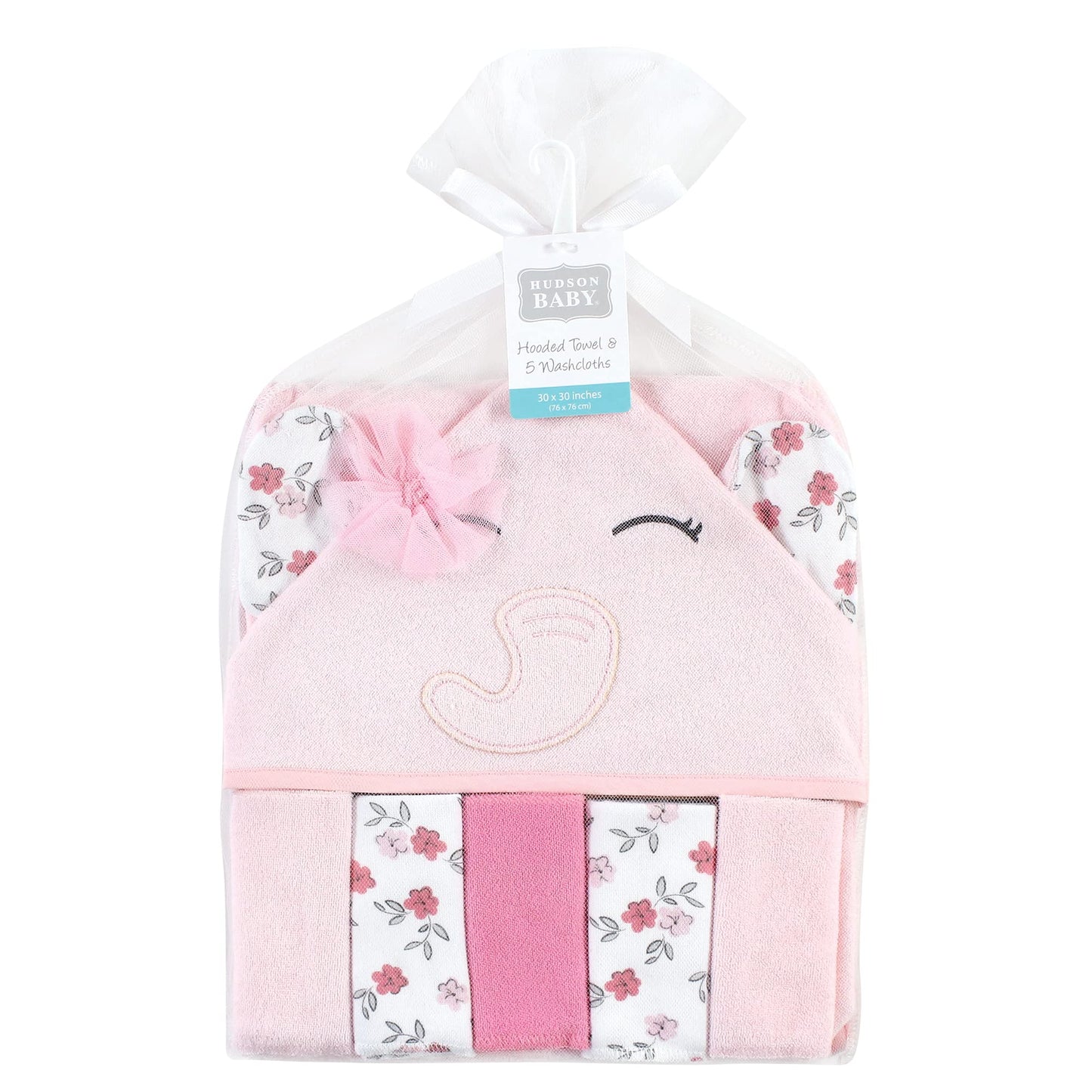 Hudson Baby Unisex Baby Hooded Towel and Five Washcloths, Modern Giraffe, One Size