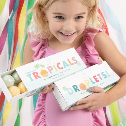 Dabble & Dollop Bath Bombs, 100% Natural Bath Bombs for Kids, Tropical Scents - USA Made, Moisturizing & Fun Droplets, Paraben & Sulfate Free, Vegan, Gluten-Free (Set of 12)