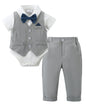 DISAUR Baby Boy Clothes Toddler Boy Outfits 4PCS Gentleman Dress Romper/Vest/Pants/Bow Tie Cotton Suit Sets