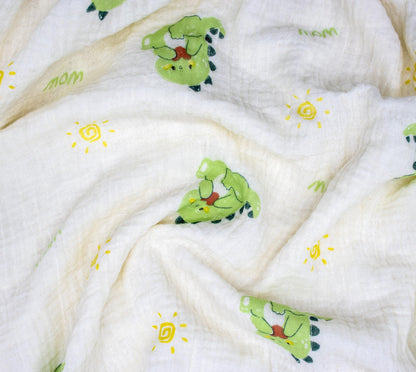 Baby Blanket Double Layer Cotton 40 x 40 Soft Receiving Blanket with Pattern Machine Washable Brown Bear
