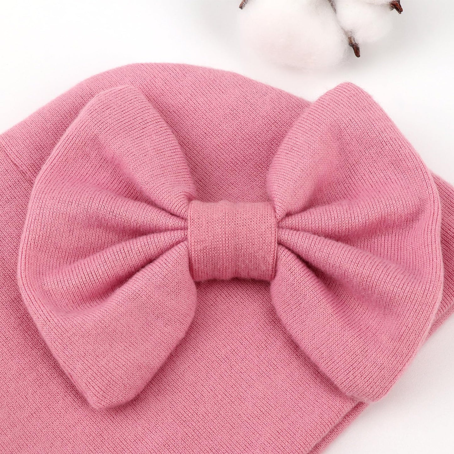 BQUBO Newborn Baby Girls Hats Mittens Set Hospital Hat Beanie Infant Bow Hats Baby Cotton Gloves for 0-6 Months