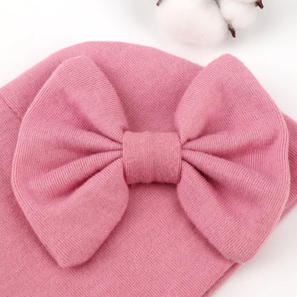 BQUBO Newborn Baby Girls Hats Mittens Set Hospital Hat Beanie Infant Bow Hats Baby Cotton Gloves for 0-6 Months