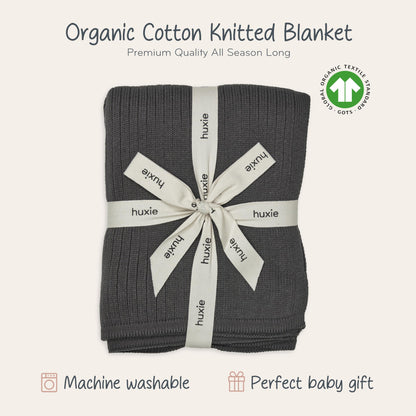Knitted Organic Cotton Baby Blanket- Swaddle Blanket, 30" x 40" Soft Receiving Blanket for Newborn (Mochachino)
