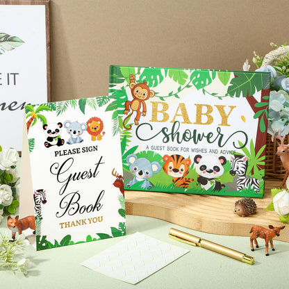 27 Pcs Butterfly Floral Baby Shower Guest Book Set Baby Shower Sign in Guest Floral Book Place Table Cards with Gold Pen Adhesive Photo Corner for Birthday Party