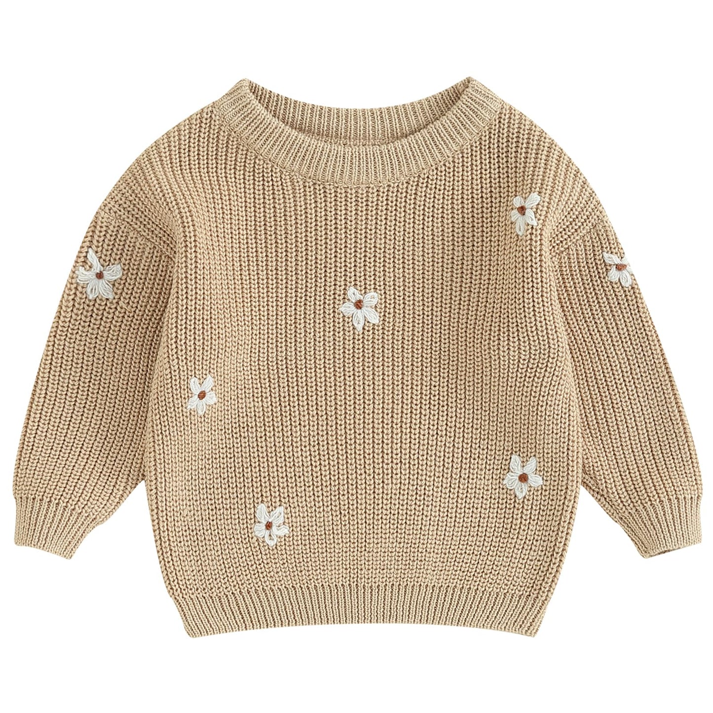 Mubineo Baby Girl Winter Clothes Cute Flower Sweater Crewneck Pullover Long Sleeve Knit Newborn Infant Sweaters