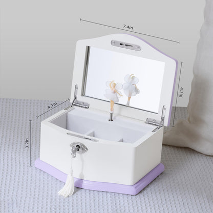 Medium Pink Ballerina Musical Jewelry Box with Mirror and Lock for Girls,Pink Kid's Jewelry Storage Music Chest,Gifts for Christmas,New Year and All Hoidays
