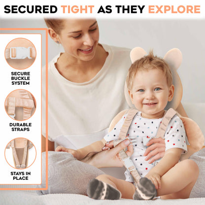 100% Cotton Non-Toxic Hypoallergenic Baby Backpack Head Protection Pillow, Full Head Coverage, Baby Head Pillow for Falling, Secure, Durable, Fox (Orange)
