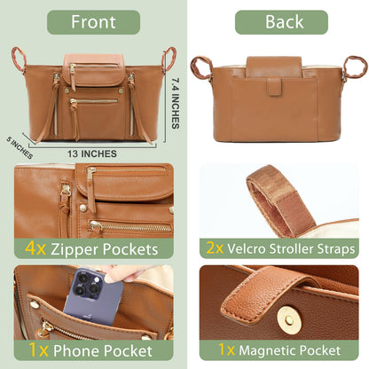 miss fong Stroller Organizer with Insulated Cup Holder Stroller Caddy Stroller Accessory BagStroller Diaper Bag Stroller Storage Stroller Bag with Adjustable Strap to Fit All Strollers (Black)