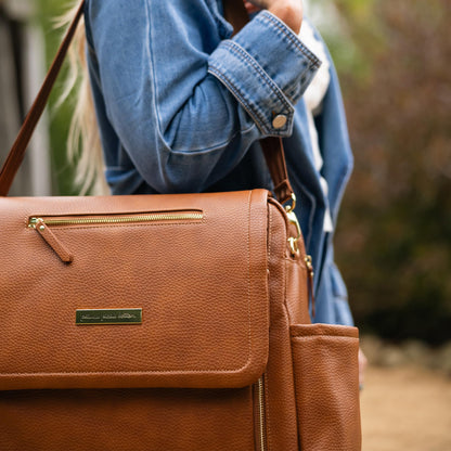 Petunia Pickle Bottom Boxy Backpack Deluxe, Diaper Bag for Parents, Stylish Baby Bag, Spacious Backpack, On-The-Go Moms, Toffee Rose