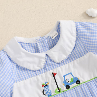 Baby Boy Rompers Half Button-up Jumpsuit Short Sleeve Bodysuit Summer Clothes