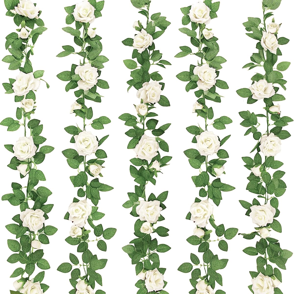 ZIFTY 5Pcs 32.5FT Pink Flower Garland Fake Rose Vines for Tea Party Mother's Day Decorations Faux Artificial Floral Garland Hanging Rose Ivy for Baby Shower Wedding Arch Ceremony Outdoor Wall Decor