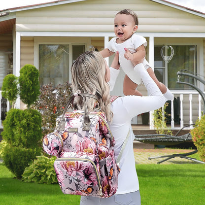 Diaper Bag Backpack for Dad and Mom with USB Charging Port Stroller Straps and Insulated Pocket,army military Travel Nappy Backpack for Daddy/Mommy (Black)
