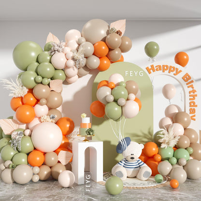 Dusty Pink Brown Balloon Arch Kit, Double Stuffed Blush Brown Cream Beige Nude Tan Pink Balloons Boho Balloon Garland Kit for Birthday Baby Shower Wedding Bridal Shower Gender Reveal Party Decoration