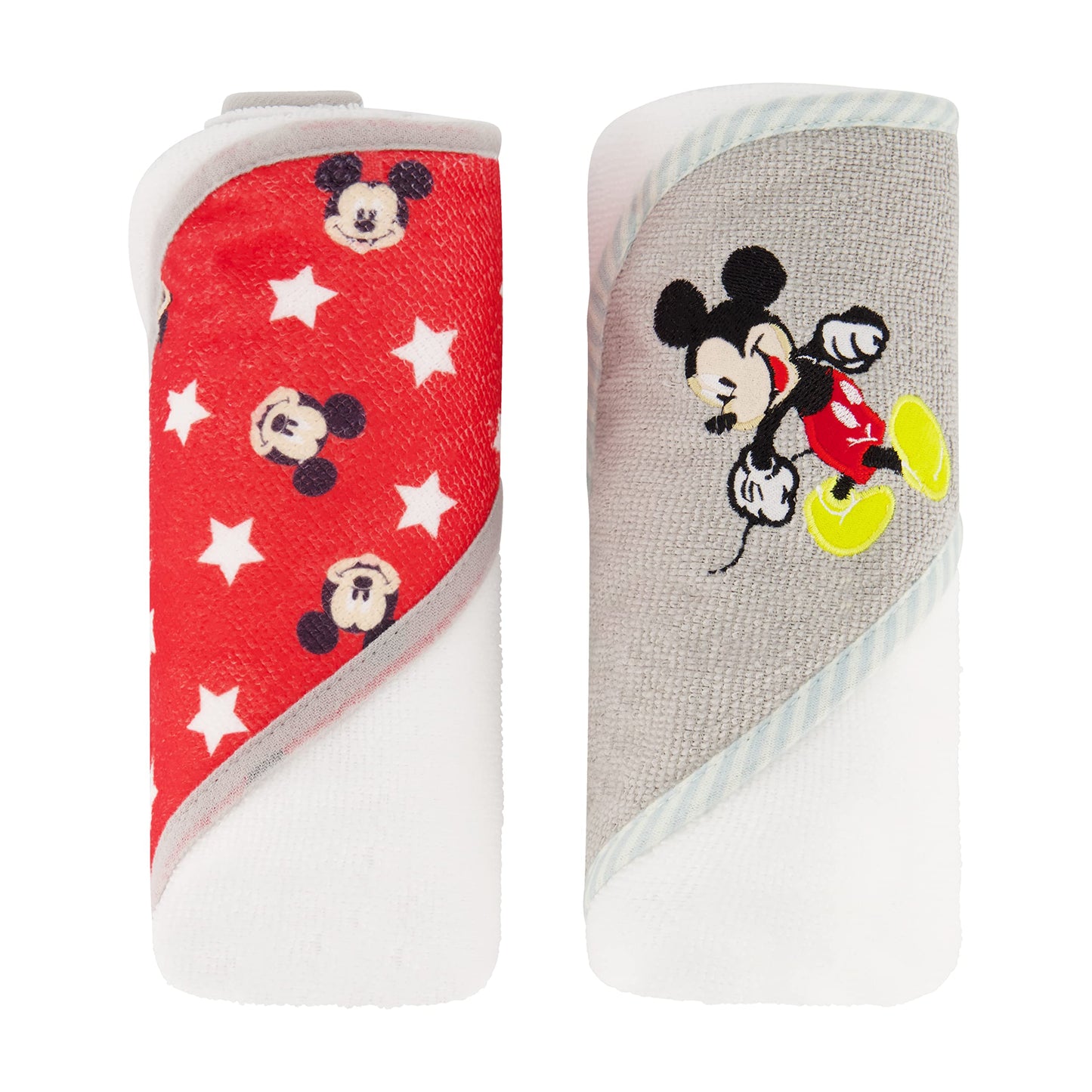 Disney Cudlie Baby Girl Minnie Mouse 2 Pack Rolled/Carded Hooded Towels in Happy Dots Print