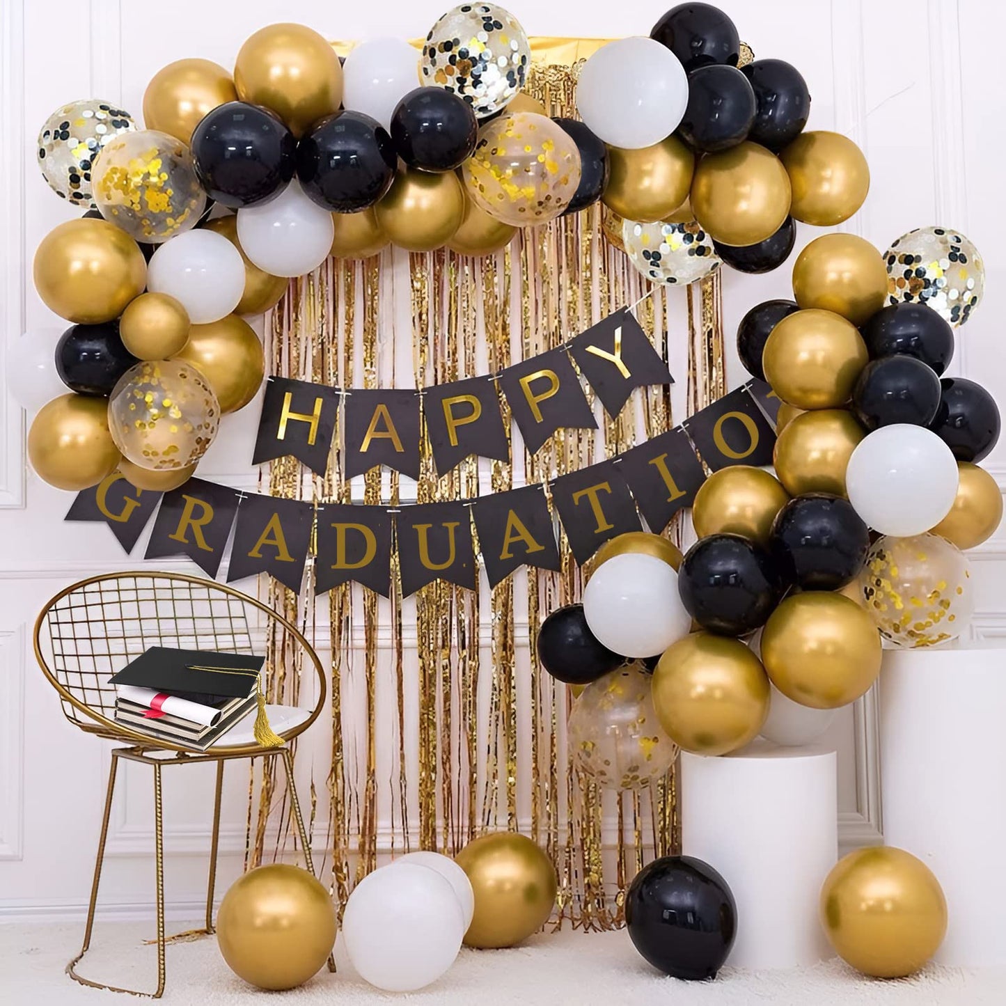 OuMuaMua 62Pcs Pink Gold Confetti Latex Balloons Kit, 12 Inch Pink White Gold Helium Balloons Party Supplies for Confession Proposal Wedding Girl Birthday Baby Shower Party Decoration