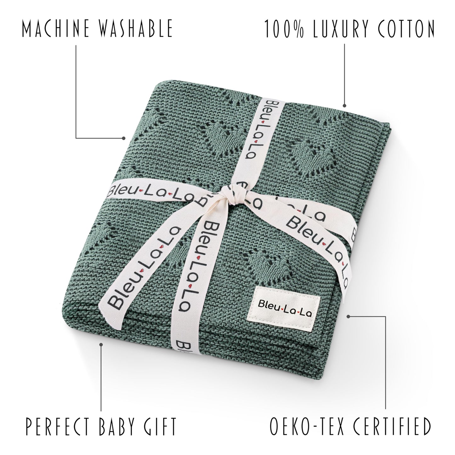 Swaddling Blanket for Girls - 100% Luxury Cotton Knit Heart Baby Blanket - Soft Warm Cozy Swaddle Receiving Stroller Crib Receiving Blanket for Newborns Infants & Toddlers (Pink, 0-2 Years)