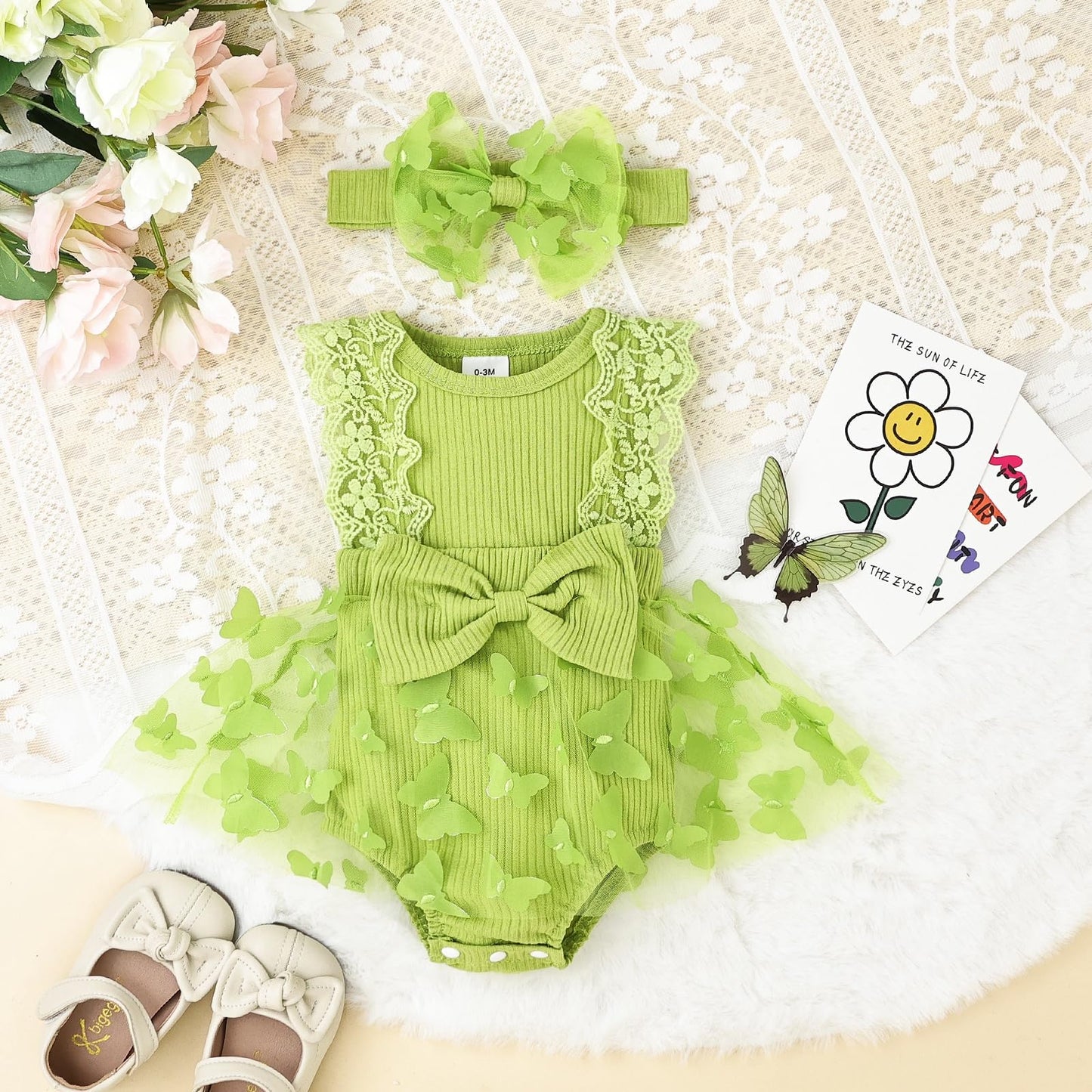 Baby Girl Summer Clothes Cute Newborn Girl Outfits Sleeveless Lace One Piece Romper + Headband 2pcs set 0-12 Months