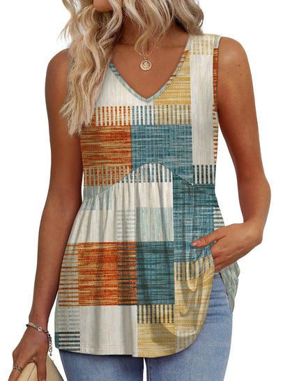 OFEEFAN Womens Tank Tops 2025 Flowy Peplum Tops for Women Dressy Sleeveless V Neck Babydoll Tank Tops