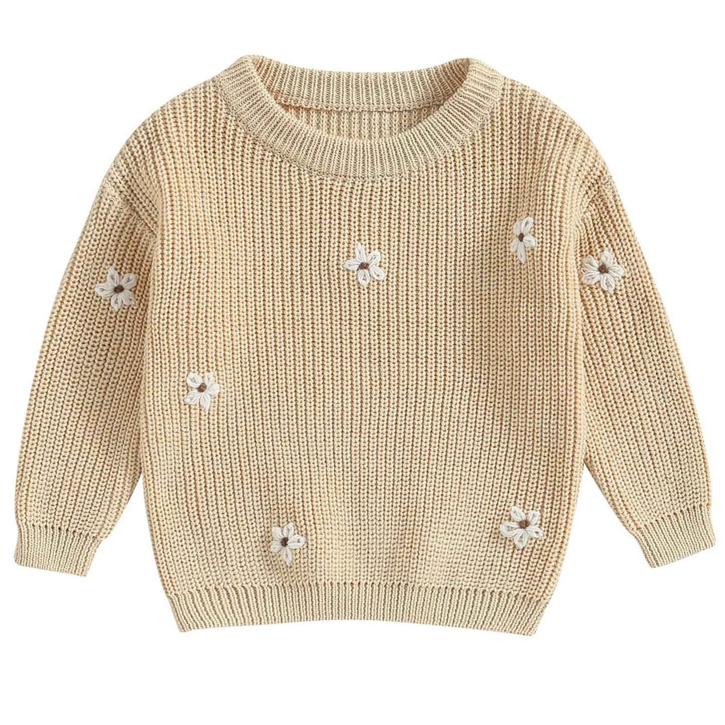 Mubineo Baby Girl Winter Clothes Cute Flower Sweater Crewneck Pullover Long Sleeve Knit Newborn Infant Sweaters