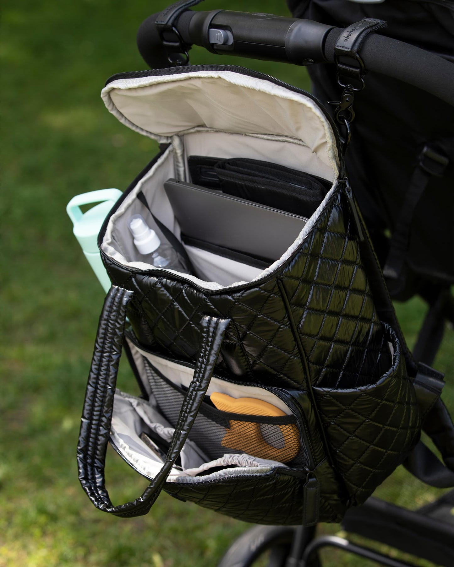 7AM London Baby Diaper Bag – Multifunctional Travel Backpack with Stroller Hooks & Adjustable Shoulder Straps, Baby Essentials, Water Repellent, With Diaper Changing Pad | (Black Polar)