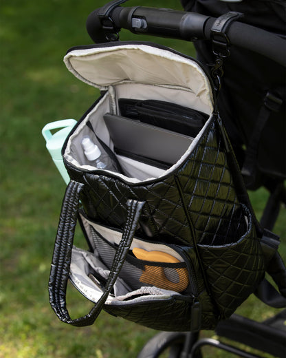 7AM London Baby Diaper Bag – Multifunctional Travel Backpack with Stroller Hooks & Adjustable Shoulder Straps, Baby Essentials, Water Repellent, With Diaper Changing Pad | (Black Polar)